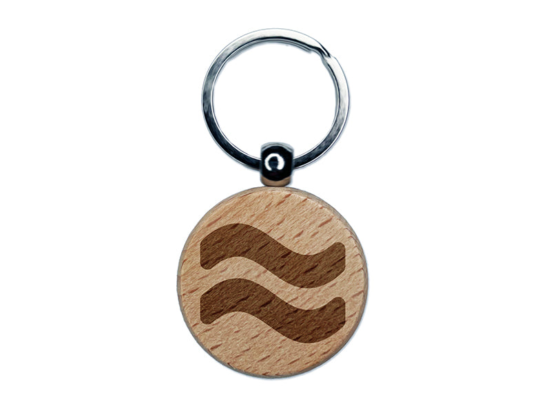 Approximately Equal To About Math Symbol Engraved Wood Round Keychain Tag Charm