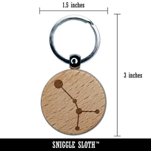 Cancer Zodiac Star Constellations Engraved Wood Round Keychain Tag Charm