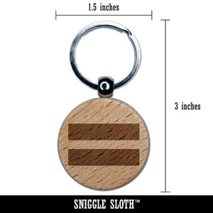 Equal Sign Math Symbol Engraved Wood Round Keychain Tag Charm