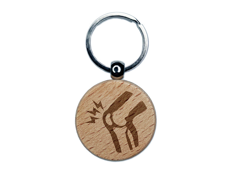 Knee Pain Bones Joint Anatomy Body Part Engraved Wood Round Keychain Tag Charm