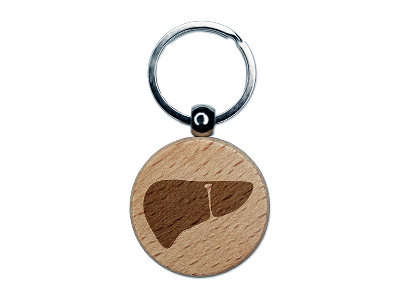 Liver Organs Anatomy Body Part Engraved Wood Round Keychain Tag Charm