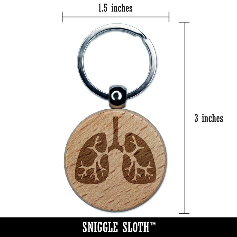 Lungs Anatomy Organ Body Part Engraved Wood Round Keychain Tag Charm