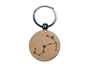 Scorpio Zodiac Star Constellations Engraved Wood Round Keychain Tag Charm