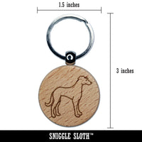 Speedy Lanky Greyhound Dog Engraved Wood Round Keychain Tag Charm