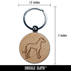 Speedy Lanky Greyhound Dog Engraved Wood Round Keychain Tag Charm