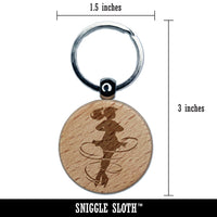 Spinning Jump Ice Figure Skating Skater Woman Engraved Wood Round Keychain Tag Charm