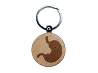 Stomach Anatomy Organ Body Part Engraved Wood Round Keychain Tag Charm