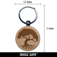 Swampy Mangrove Tree with Roots Engraved Wood Round Keychain Tag Charm