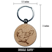 Winter Cardinal on Branch Engraved Wood Round Keychain Tag Charm