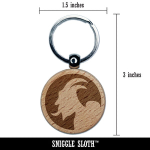 Krampus Profile Christmas Engraved Wood Round Keychain Tag Charm