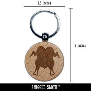 Cooked Thanksgiving Turkey Dinner Engraved Wood Round Keychain Tag Charm
