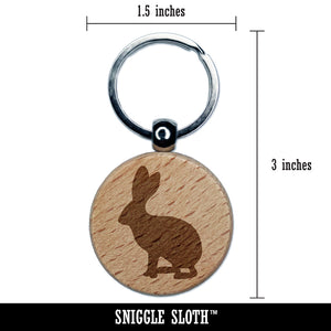 Jack Rabbit Silhouette Engraved Wood Round Keychain Tag Charm