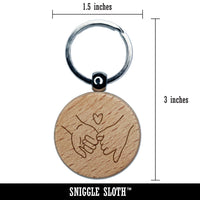Pinky Promise Love Engraved Wood Round Keychain Tag Charm