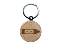 Kawaii Crayon Crafts Teacher School Engraved Wood Round Keychain Tag Charm