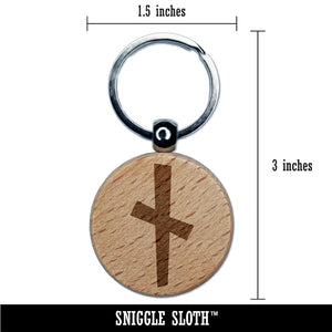 Norse Viking Dwarven Rune Letter N Engraved Wood Round Keychain Tag Charm