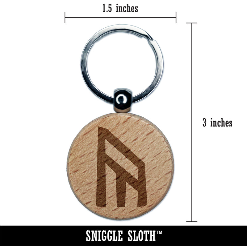 Norse Viking Dwarven Rune Letter Y Engraved Wood Round Keychain Tag Charm