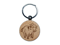 Cheeky Cow Butt Engraved Wood Round Keychain Tag Charm