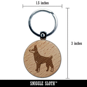 Dobermann Pinscher Dog Engraved Wood Round Keychain Tag Charm