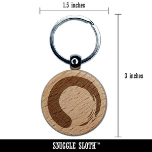 Enso Zen Buddhism Infinity Circle Engraved Wood Round Keychain Tag Charm