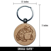 Horned Pacman Frog Amphibian Engraved Wood Round Keychain Tag Charm