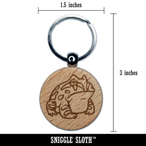 Horned Pacman Frog Amphibian Engraved Wood Round Keychain Tag Charm