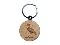 Ibis Hieroglyph Bird Egyptian Engraved Wood Round Keychain Tag Charm