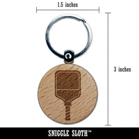 Pickleball Paddle Engraved Wood Round Keychain Tag Charm