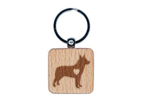 Australian Cattle Dog with Heart Engraved Wood Square Keychain Tag Charm