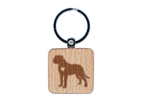 Bullmastiff Dog with Heart Engraved Wood Square Keychain Tag Charm