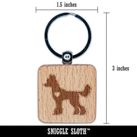 Chinese Crested Dog with Heart Engraved Wood Square Keychain Tag Charm