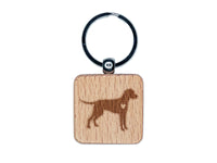 Dalmatian Dog with Heart Engraved Wood Square Keychain Tag Charm