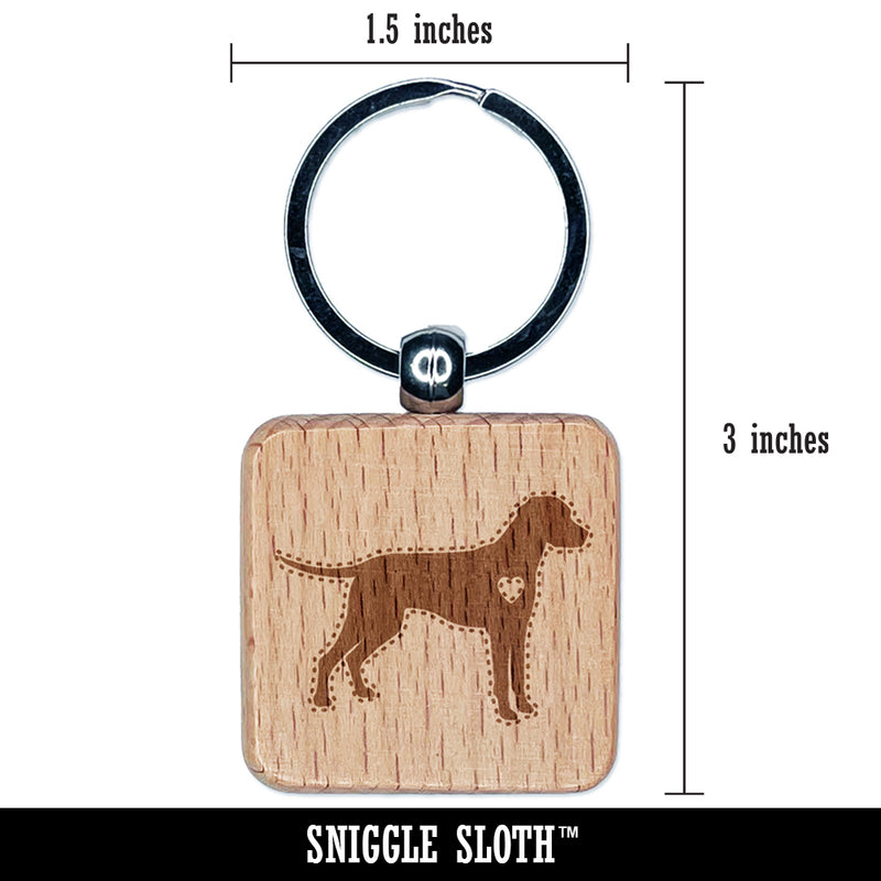 Dalmatian Dog with Heart Engraved Wood Square Keychain Tag Charm
