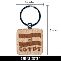 Egypt with Waving Flag Cute Engraved Wood Square Keychain Tag Charm