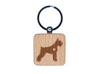 Giant Schnauzer Dog with Heart Engraved Wood Square Keychain Tag Charm