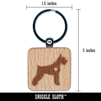 Giant Schnauzer Dog with Heart Engraved Wood Square Keychain Tag Charm