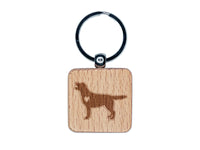 Labrador Retriever Dog with Heart Engraved Wood Square Keychain Tag Charm