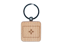 New Mexico Flag Engraved Wood Square Keychain Tag Charm