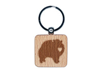 Pomeranian Dog with Heart Engraved Wood Square Keychain Tag Charm