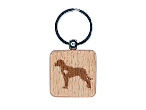 Rhodesian Ridgeback Dog with Heart Engraved Wood Square Keychain Tag Charm