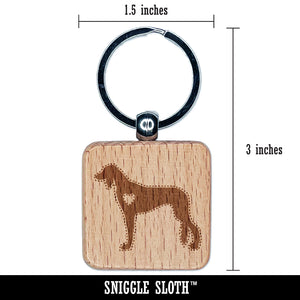Saluki Dog with Heart Engraved Wood Square Keychain Tag Charm