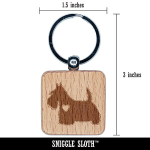 Scottish Terrier Scottie Dog with Heart Engraved Wood Square Keychain Tag Charm