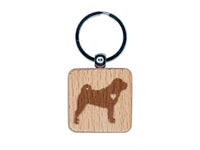 Shar-Pei Dog with Heart Engraved Wood Square Keychain Tag Charm