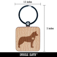 Siberian Husky Dog with Heart Engraved Wood Square Keychain Tag Charm