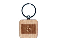 Tennessee Flag Engraved Wood Square Keychain Tag Charm