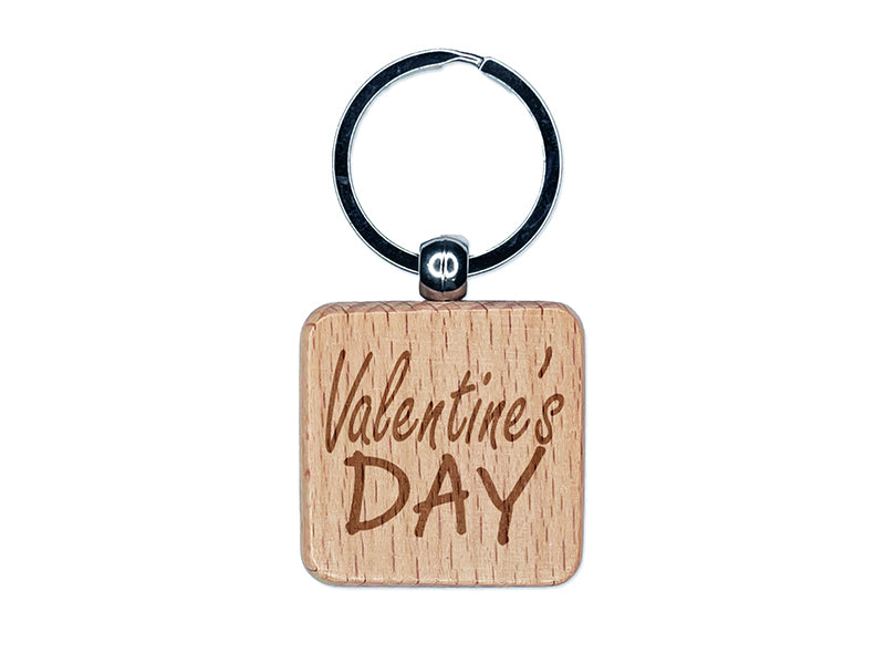 Valentine's Day Fun Text Engraved Wood Square Keychain Tag Charm
