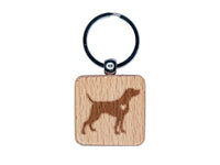 Weimaraner Dog with Heart Engraved Wood Square Keychain Tag Charm