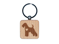 Welsh Terrier Dog with Heart Engraved Wood Square Keychain Tag Charm