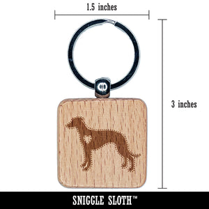 Whippet Dog with Heart Engraved Wood Square Keychain Tag Charm