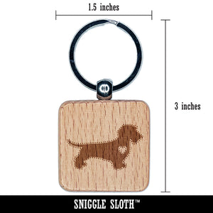 Wirehaired Dachshund Dog with Heart Engraved Wood Square Keychain Tag Charm