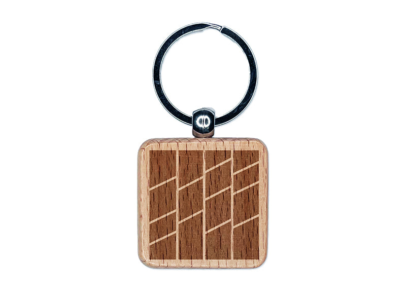 Abstract Geometric Background Engraved Wood Square Keychain Tag Charm